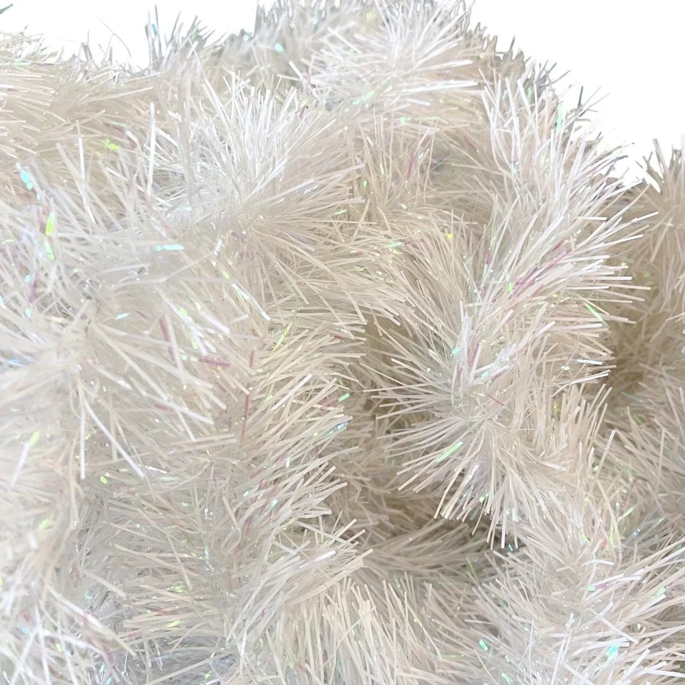 Vtg iridescent Double Glo Color Tinsel White Snow‎ Garland 40' Christmas Tree